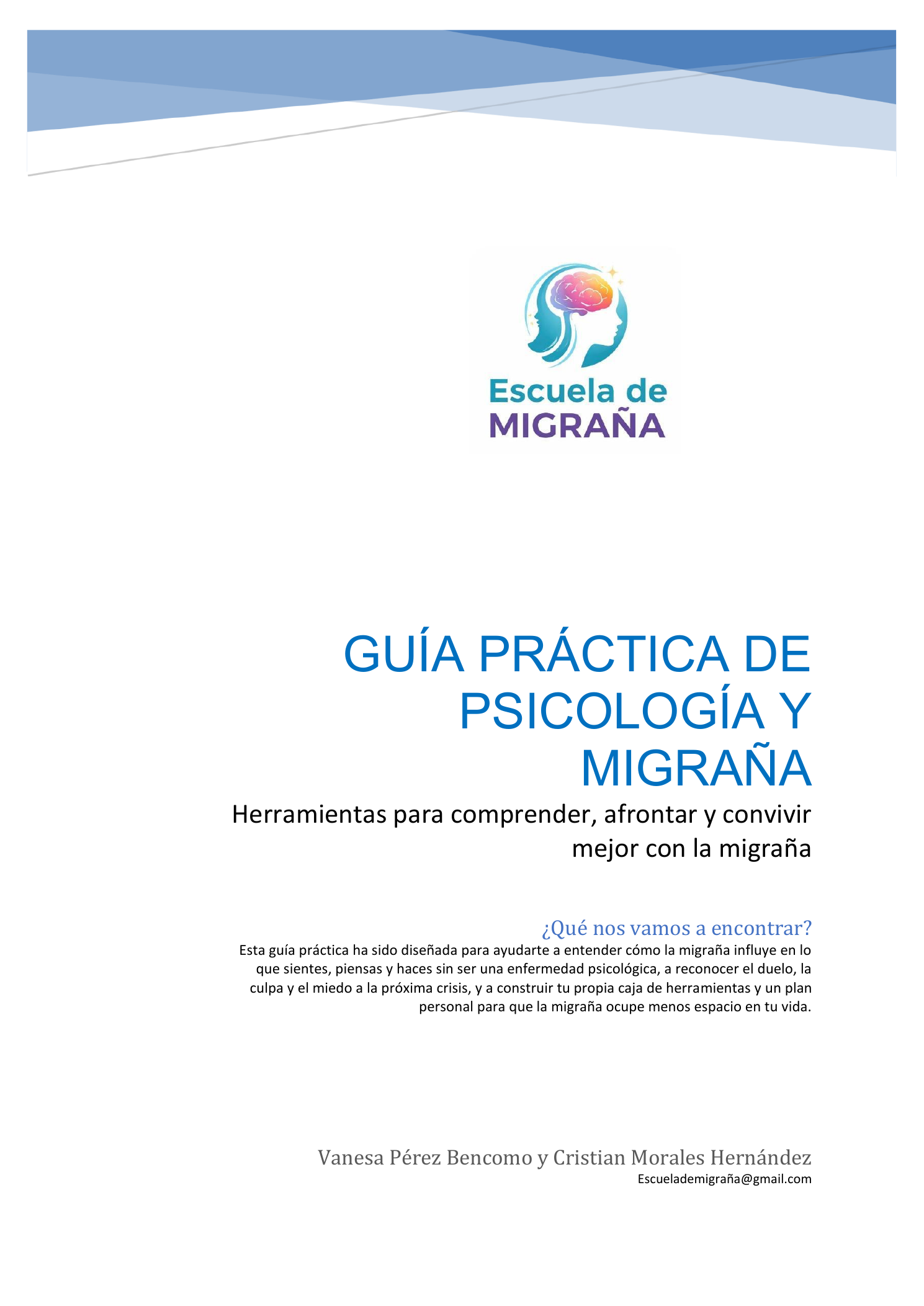 Portada de la guía práctica de Psicología y Migraña